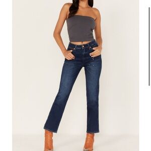 Women's Straight Leg Jeans - Dark Blue